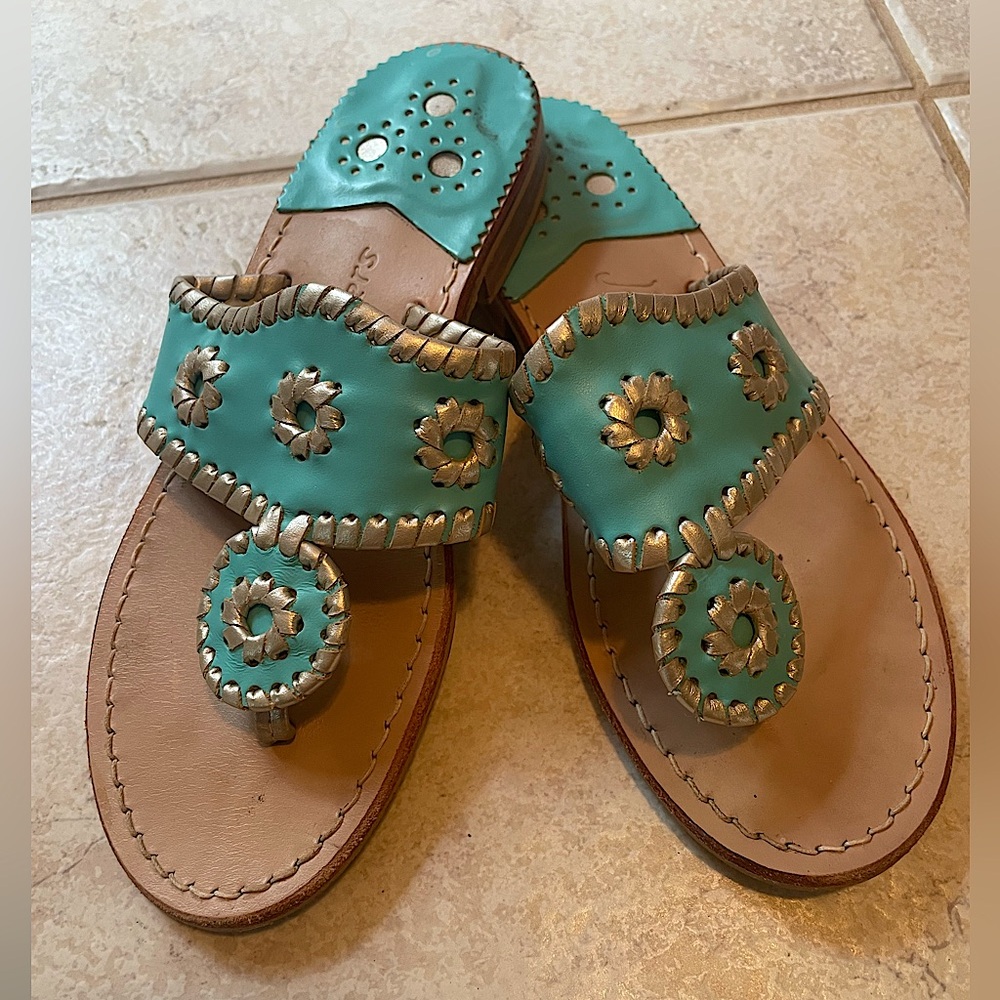Jack Rogers sandals turquoise and platinum, women’s 5
